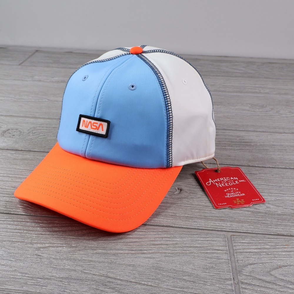 NWT American Needle NASA Logo Cap Men's Adjustable Blue White Orange Nylon